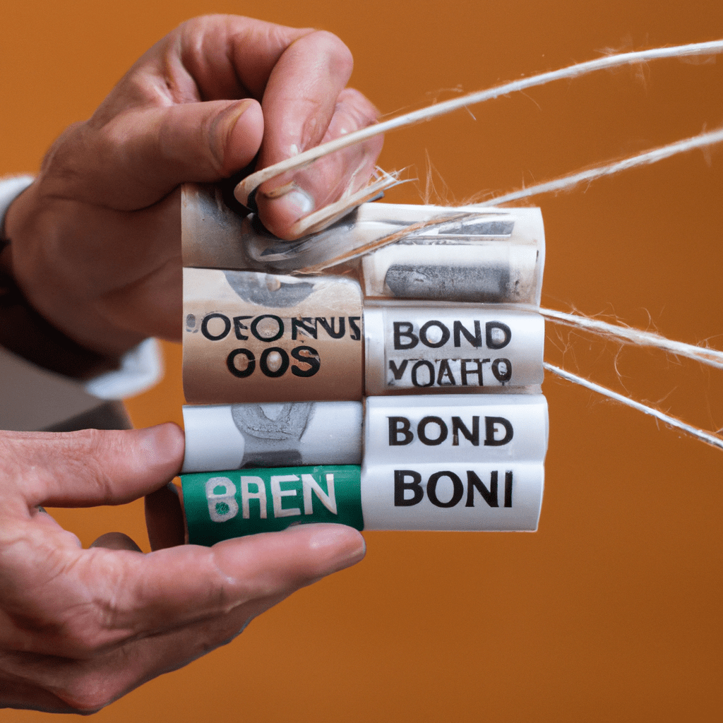 A photo of a person holding a diverse collection of bonds, illustrating the importance of investing in different types of bonds to minimize risk and maximize returns. Canon 50mm f/1.8 lens. No text.. Sigma 85 mm f/1.4. No text.