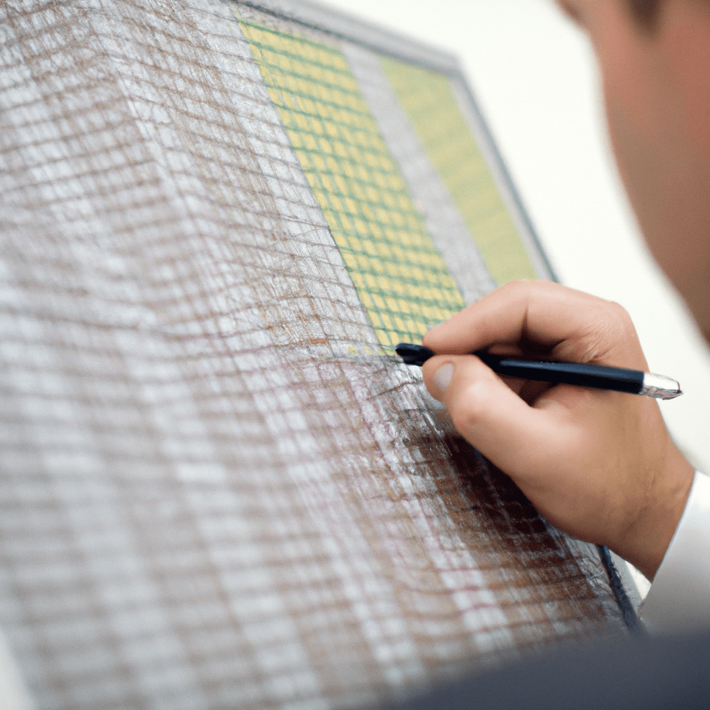 [An investor analyzing swap strategies on a finance chart.]. Sigma 85 mm f/1.4. No text.