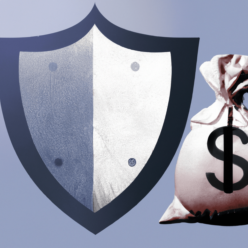 [An illustration of a shield protecting a money bag, symbolizing capital protection in the world of finance.]. Sigma 85 mm f/1.4. No text.