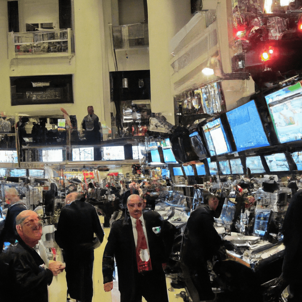 5 - [A photo of a crowded stock exchange floor with people trading bonds] 