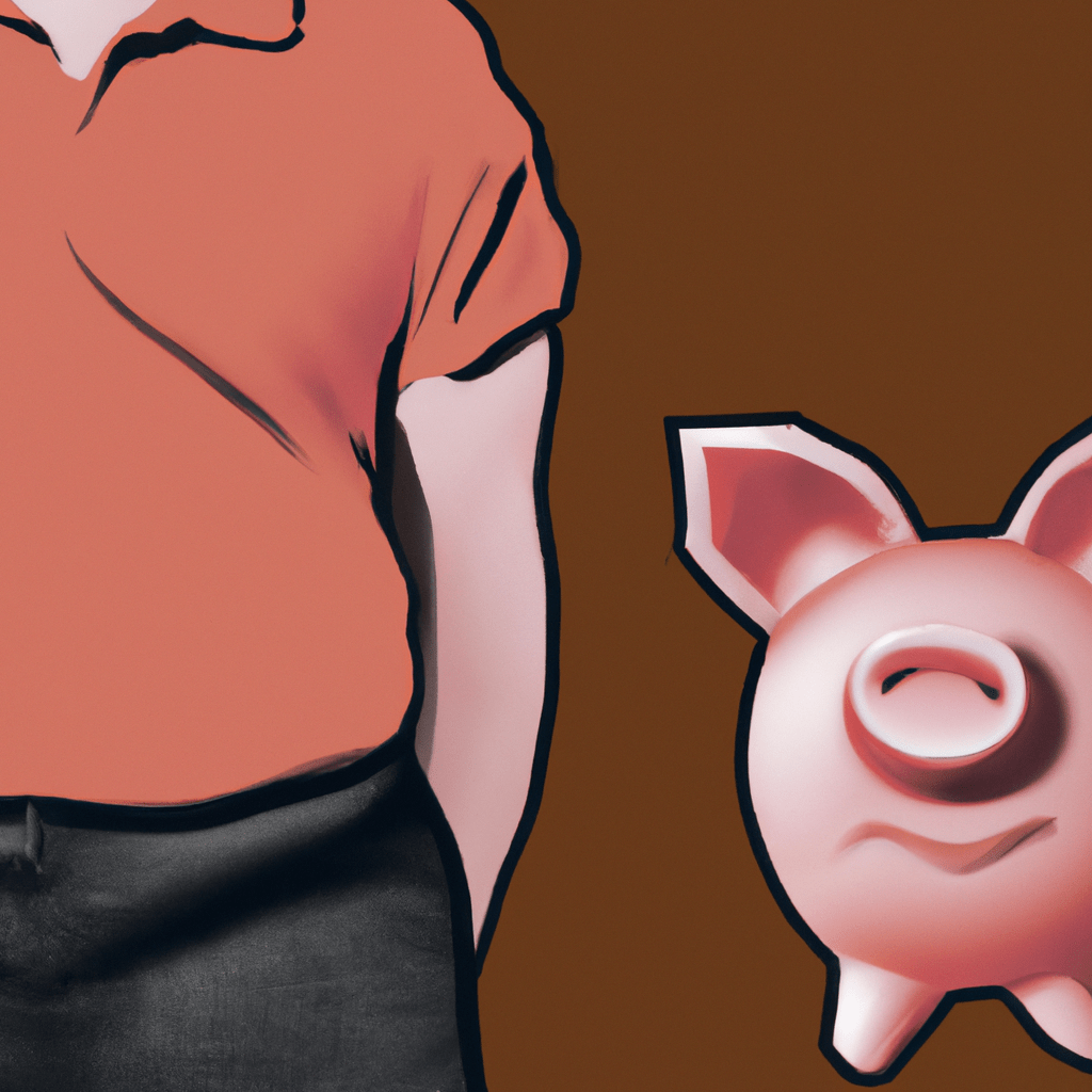 [An illustration of a person holding empty pockets and a shrinking piggy bank, symbolizing the direct and indirect impacts of inflation on our daily lives.]. Sigma 85 mm f/1.4. No text.