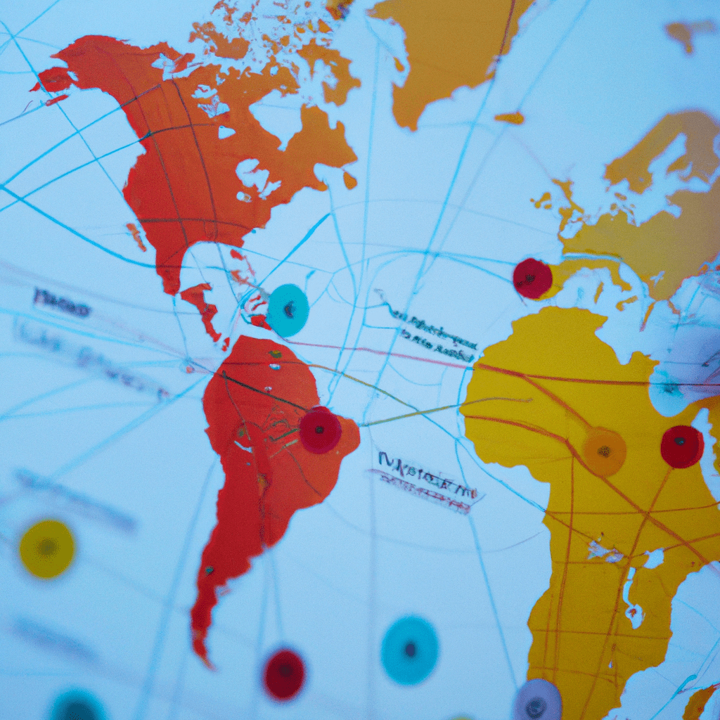 4 - [PHOTO] Close-up of a global map with bond icons representing different regions and sectors. Nikon 50 mm f/1.8. No text.. Sigma 85 mm f/1.4. No text.