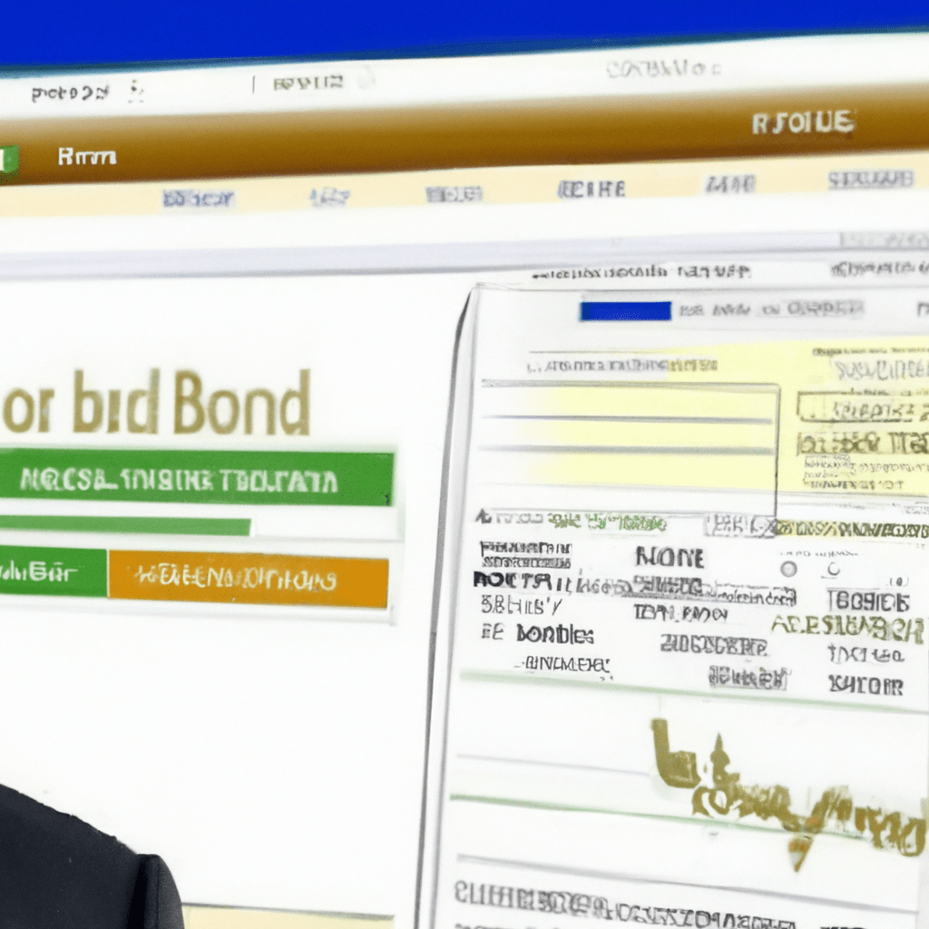 4 - [A photo of a person holding a bond certificate in front of a computer screen showing a stock exchange website] 