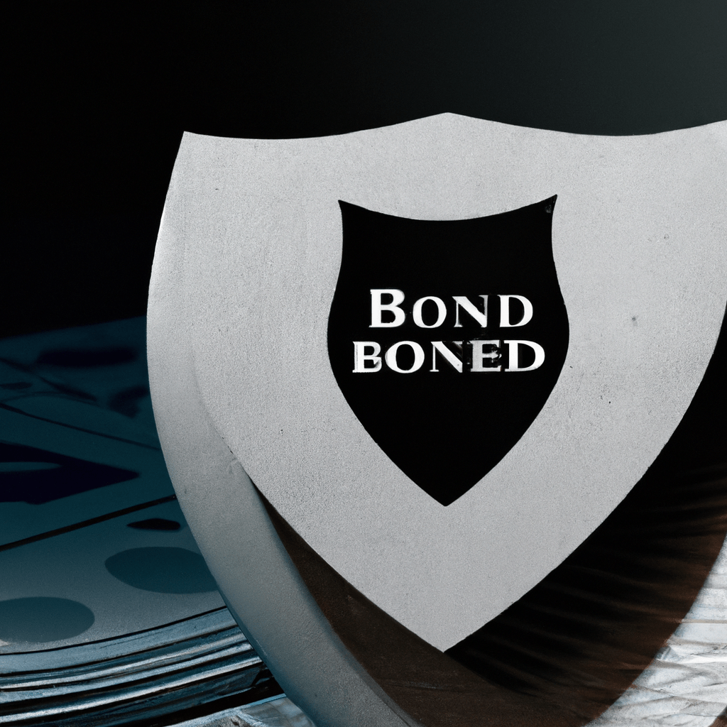 [An illustration of a shield protecting a stack of bonds.]. Sigma 85 mm f/1.4. No text.