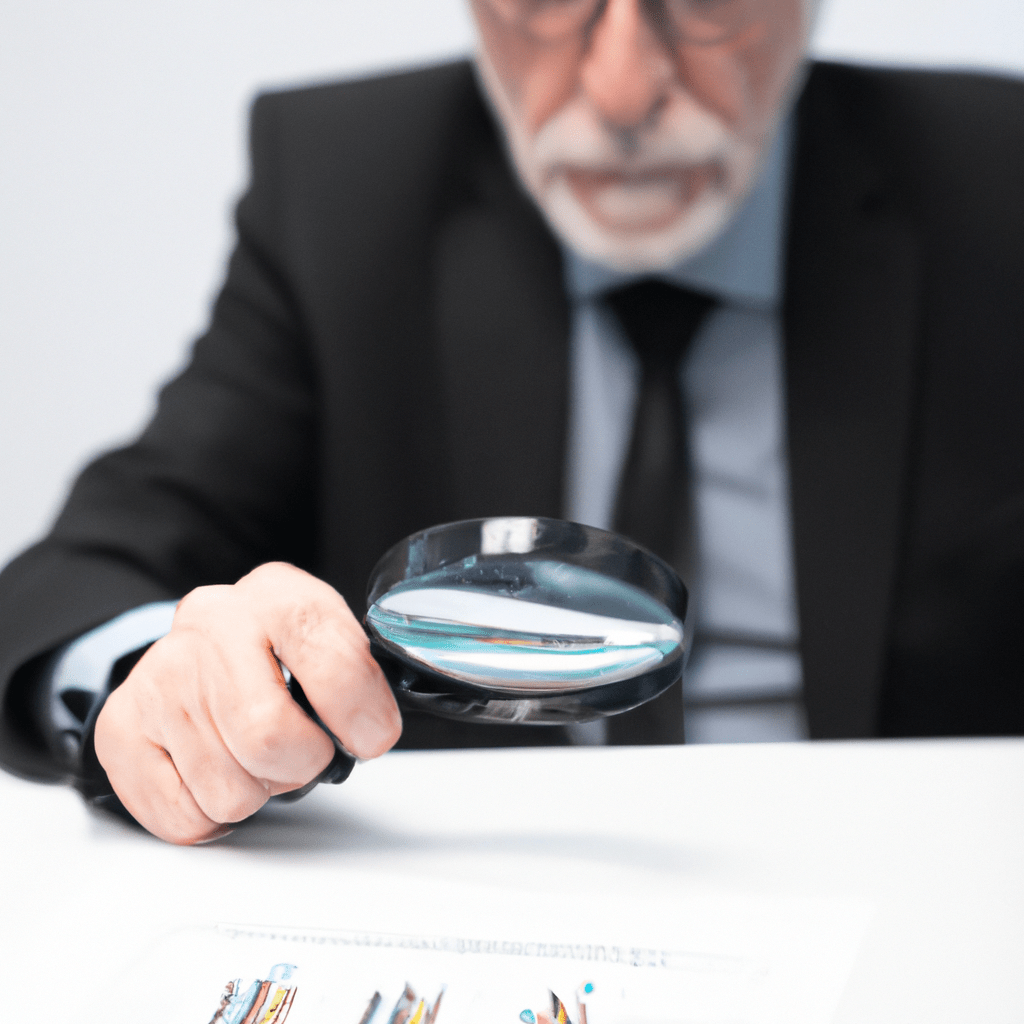 2 - [A businessman analyzing bond charts with a magnifying glass.]. Nikon D750. Sigma 85 mm f/1.4. No text.. Sigma 85 mm f/1.4. No text.