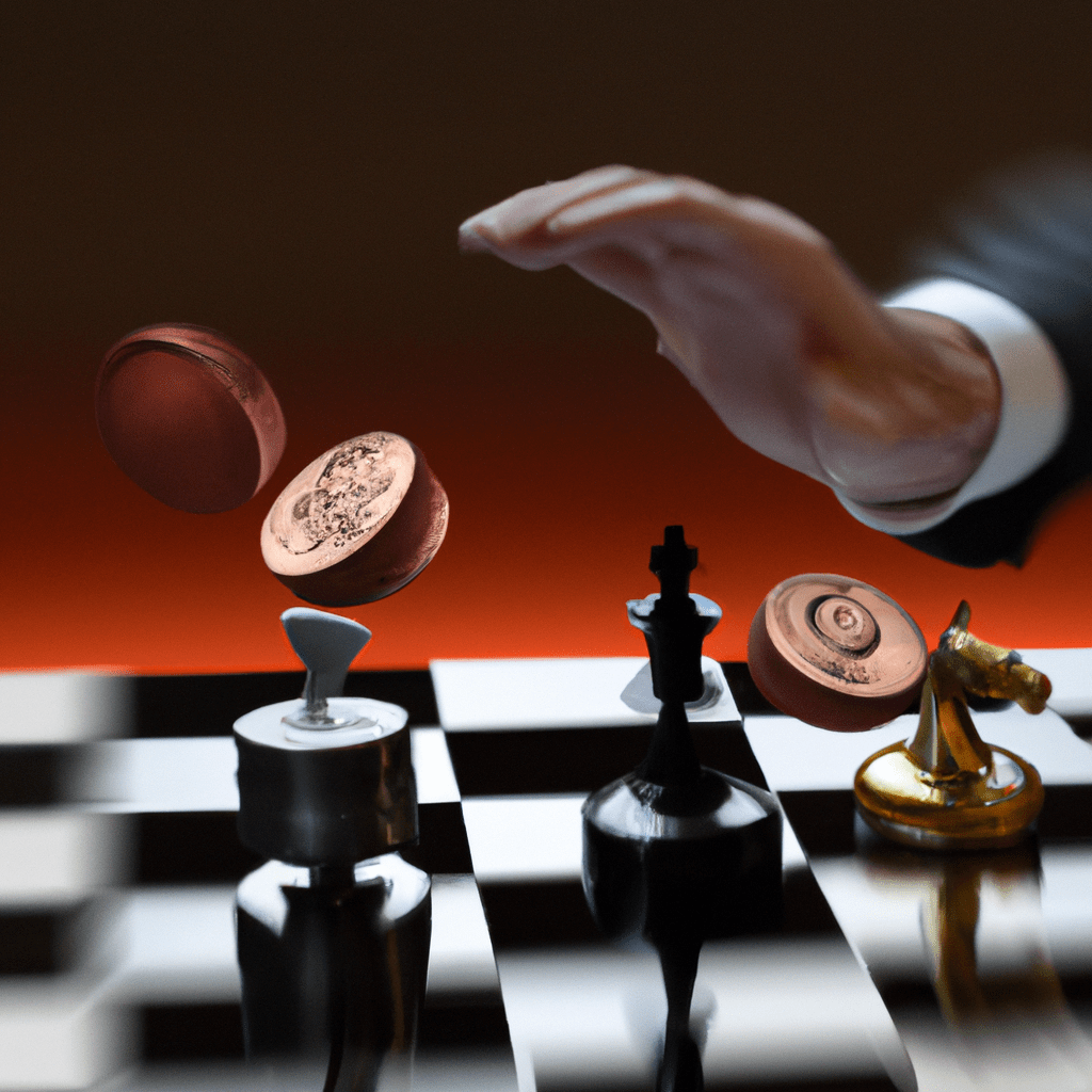 A diverse portfolio of bonds held by a vigilant investor adapting to market changes, symbolized by a chessboard with strategic pieces moving. Effective risk management in bond market investing.. Sigma 85 mm f/1.4. No text.